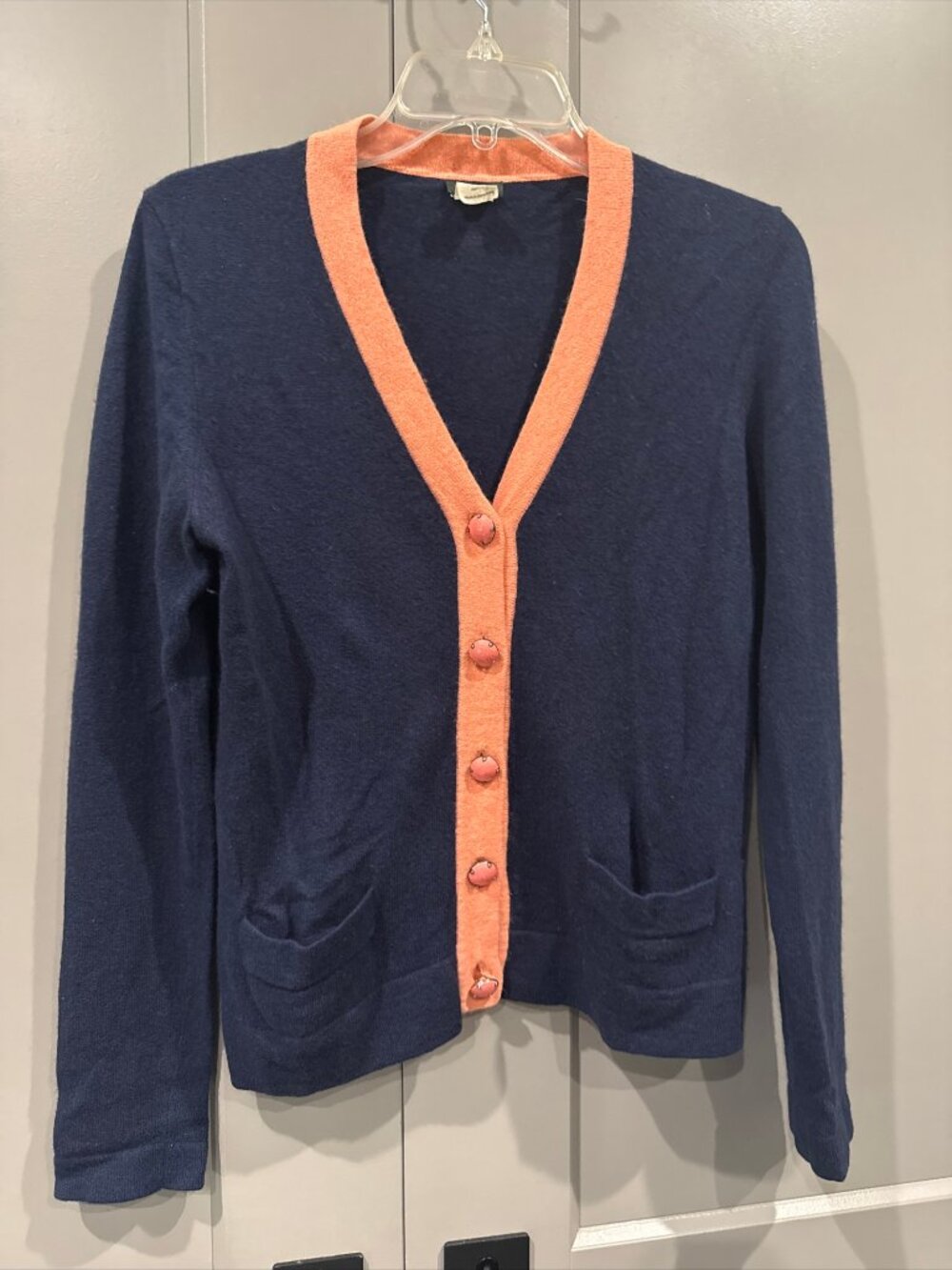J.Crew Merino Wool/Rabbit/Cashmere Blue/Tangerine Cardigan Medium